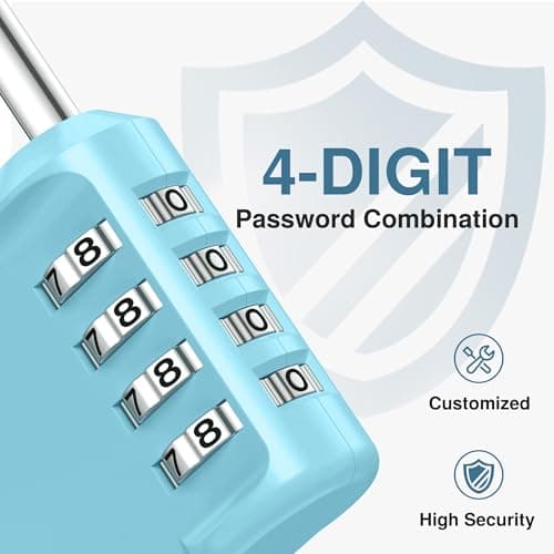 Puroma Combination Lock 4 Digit Waterproof Locker Locks Secure Outdoor Padlock for Gym Lockers, Toolboxes, Gates, Fences, Storage, Sports Locker, Cabinets (Sky Blue)