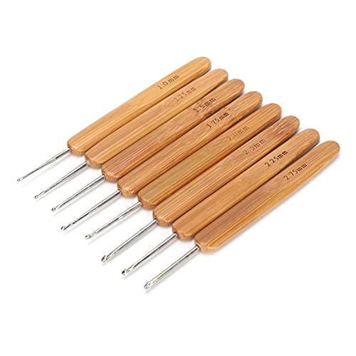 Bamboo Handle Crochet, Ergonomic Crochet Hooks Set of 8 Sizes with Stainless Steel Needle and Natural Bamboo Handle, for Home Use DIY Hand Knitting