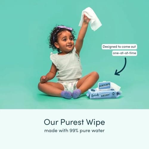 Rascals Premium Baby Wipes, 99% Water, 480 Count, Plastic-Free, Hypoallergenic, pH Balanced for Gentle Daily Care