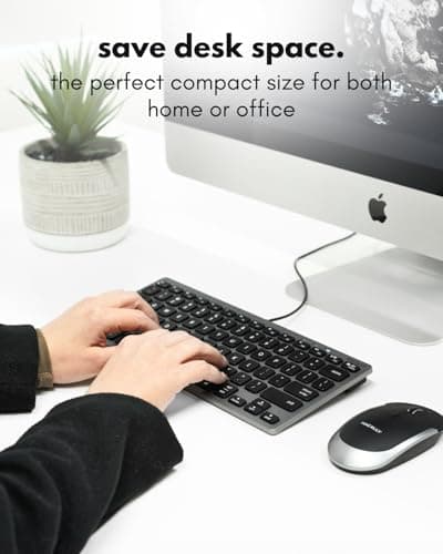 Macally Small Wired Keyboard for Mac and PC (Dual USB C + A) - Save Space, 78-Key Layout with 13 Shortcuts, Type C - Compact USB C Keyboard for MacBook, iMac, iPad, iPhone - Space Gray