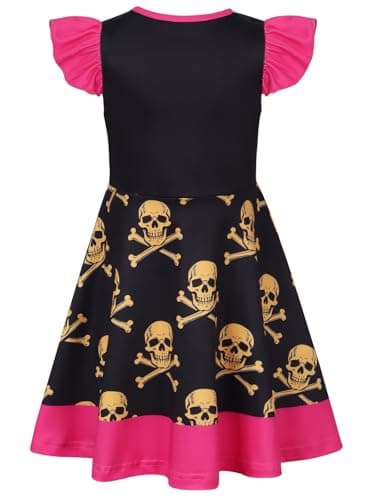 Sukyfecde Pirate Costume Kids Girls Pirate Dress up Toddler Cruise Pirates Outfits Birthday Party Dresses Halloween Cosplay Clothes Size 5-6 Years (Rose)
