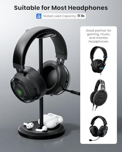 Tiiletzote Headphone Stand, Desktop Headset Holder, Black