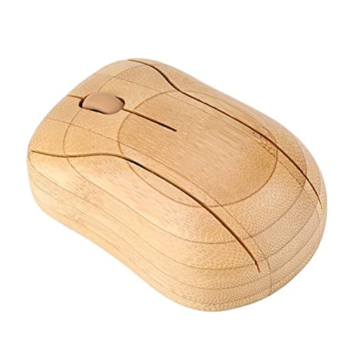 YUEHISY Bamboo Wireless Mouse Natural Wooden Optical Mouse, 2.4G Silent Ergonomic, Anti Static Bacterial, 1600DPI for PC Laptop Office Home