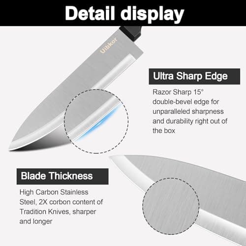 Kitchen Knife, 3-Pcs Knife Set, 8 Inch Chef Knife, 5 Inch Utility Knife, 3.5 Inch Paring Knife, Ultra Sharp Chef's Knives in High Carbon Stainless Steel, Ideal for Cooking, Chopping, Slicing and BBQ