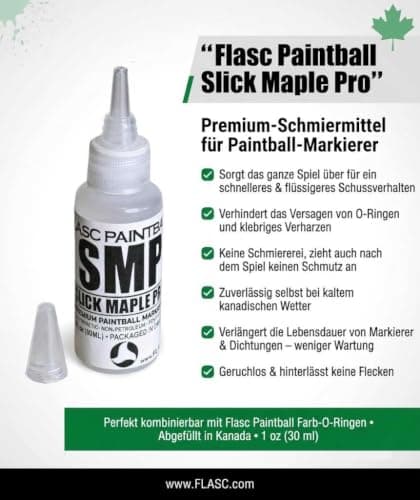 Flasc Paintball Slick Maple Pro (SMP) Marker Oil – 1oz Professional Grade Super Slick Silicone Lubricant for Paintball Markers, Regulators, and O-Rings