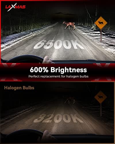 Laxmas 9005 LED Bulbs, 600% 48,000LM Ultra Brightness, 6500K Cool White, 9005/HB3 Super Bright Bulbs with 12000RPM Cooling Fan, 50000+ Hours Lifespan, Plug and Play, Pack of 2