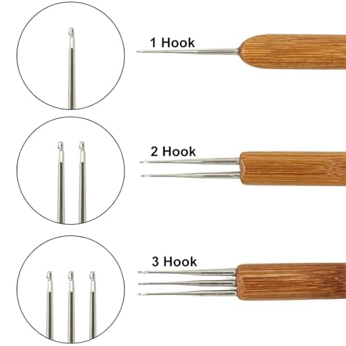 5 Pack Dread Crochet Hooks, 0.75mm Multi Heads Hair Loc Tool