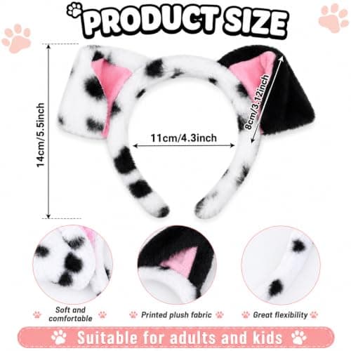 Matiniy Dalmatian Costume Set Include Dog Ear Headband Velvet Choker Tail for Party Dress Up (Style1)