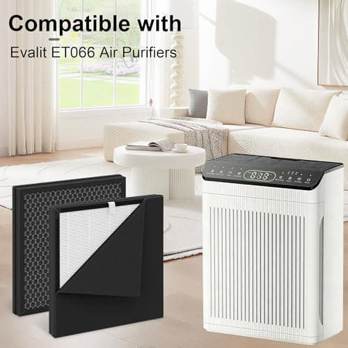 ET066 Replacement Filter Compatible with Evalit ET066 Air Purifier, for Home Large Room, Original Version, 2 Pack