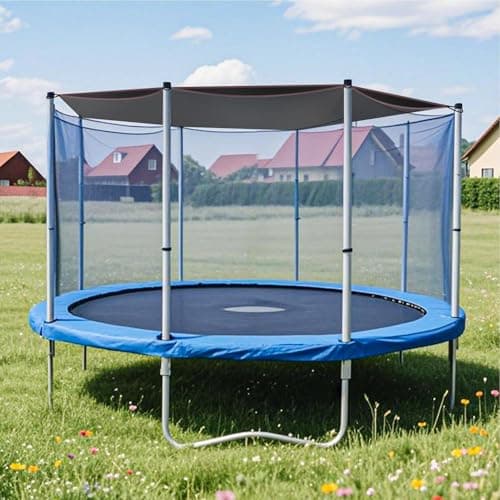 Trampoline Shade Cover, Waterproof Uv Trampoline Top Cover, Sunshade Tent Top Covers, 8 Straight Poles Round Trampolines Sun Protection, Outdoor Sunshade Accessories for 10ft 12ft 14ft