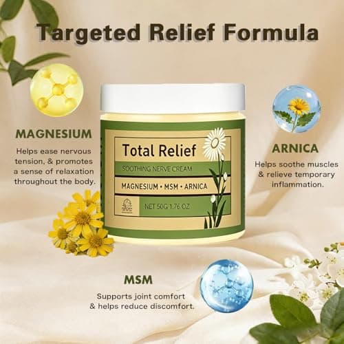 Total Relief Gentle Magnesium Cream with MSM and Arnica, Fast-Absorbing, for Comfortable Nerves and Daily Comfort, 4 Fl Oz
