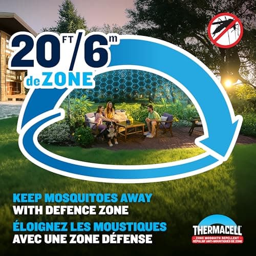 Thermacell Patio Shield Mosquito Repellent E-Series E552CHRCA Rechargeable Repeller; 20’ Mosquito Protection Zone; Includes 12-Hour Repellent Refill; No Spray, Flame or Scent; Bug Spray Alternative