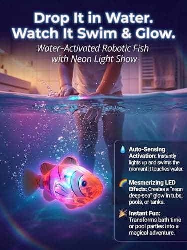 Magic Swimming Fish with Lights, Swimming Robot Fish Cat Toys, Interactive Colorful Robot Fishes for Bathtub, Swimming Pool Adult Cat Dog (4pcs)