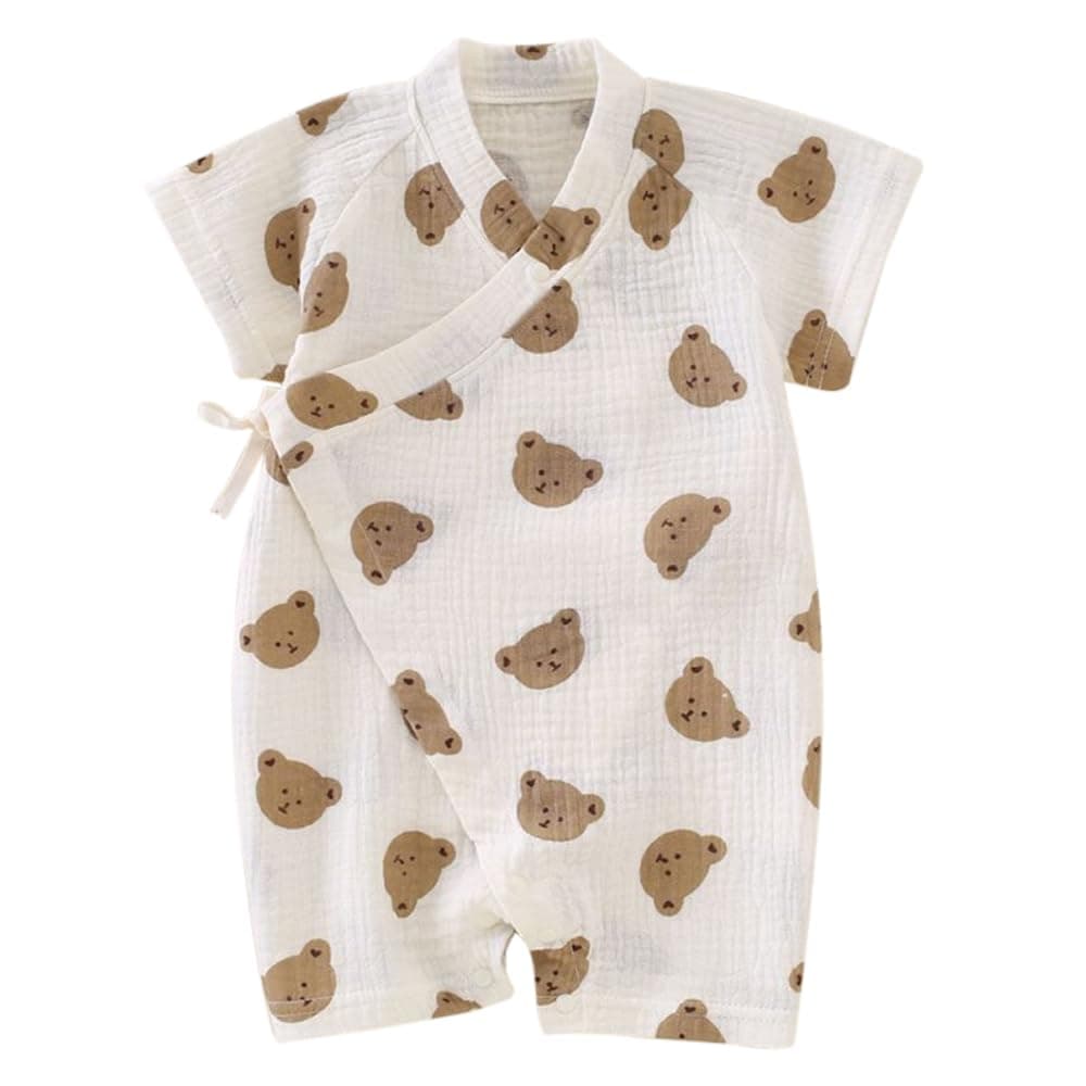 HahaNice Japanese Kimono Baby Thobe Cotton Infant Linen Romper 0-24 Months