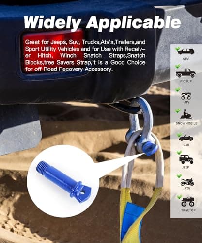 Krytonel 4 Pack 3/4" D Ring Shackle with 7/8" Screw Pin, 57,000 lbs Break Strength Heavy Duty Off-Road Recovery Tow Strap Winch for Jeep Truck