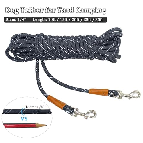 WYuZe Reflective Tie Out Rope for Small Dogs Cats 20FT Dog Tether for Yard