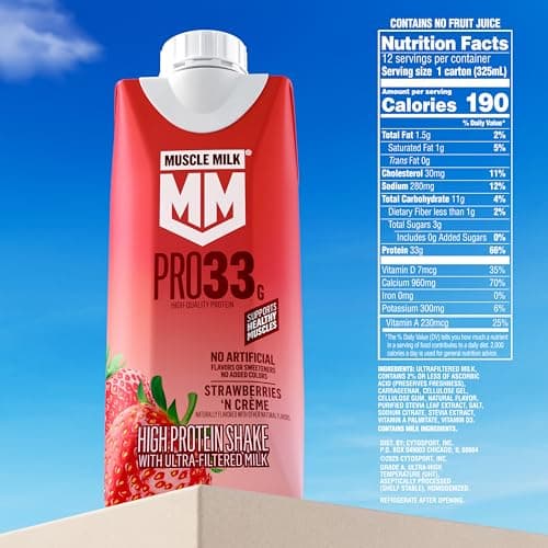 Muscle Milk Pro High Protein Shake, Strawberry, 11 fl oz Cartons (12 Pack)