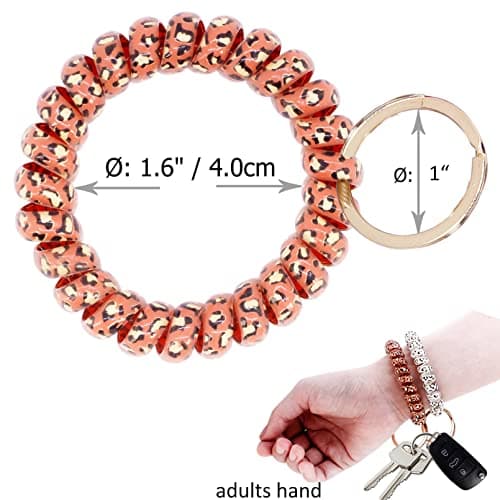 BIHRTC Pack of 6 Stretchy Keychain Plastic Coil Stretch Wristband Bracelet Wrist Coil Key Ring Wrist Coil Wrist Keychain Colorful Stretch Key Chain for Gym Pool ID Badge Sauna