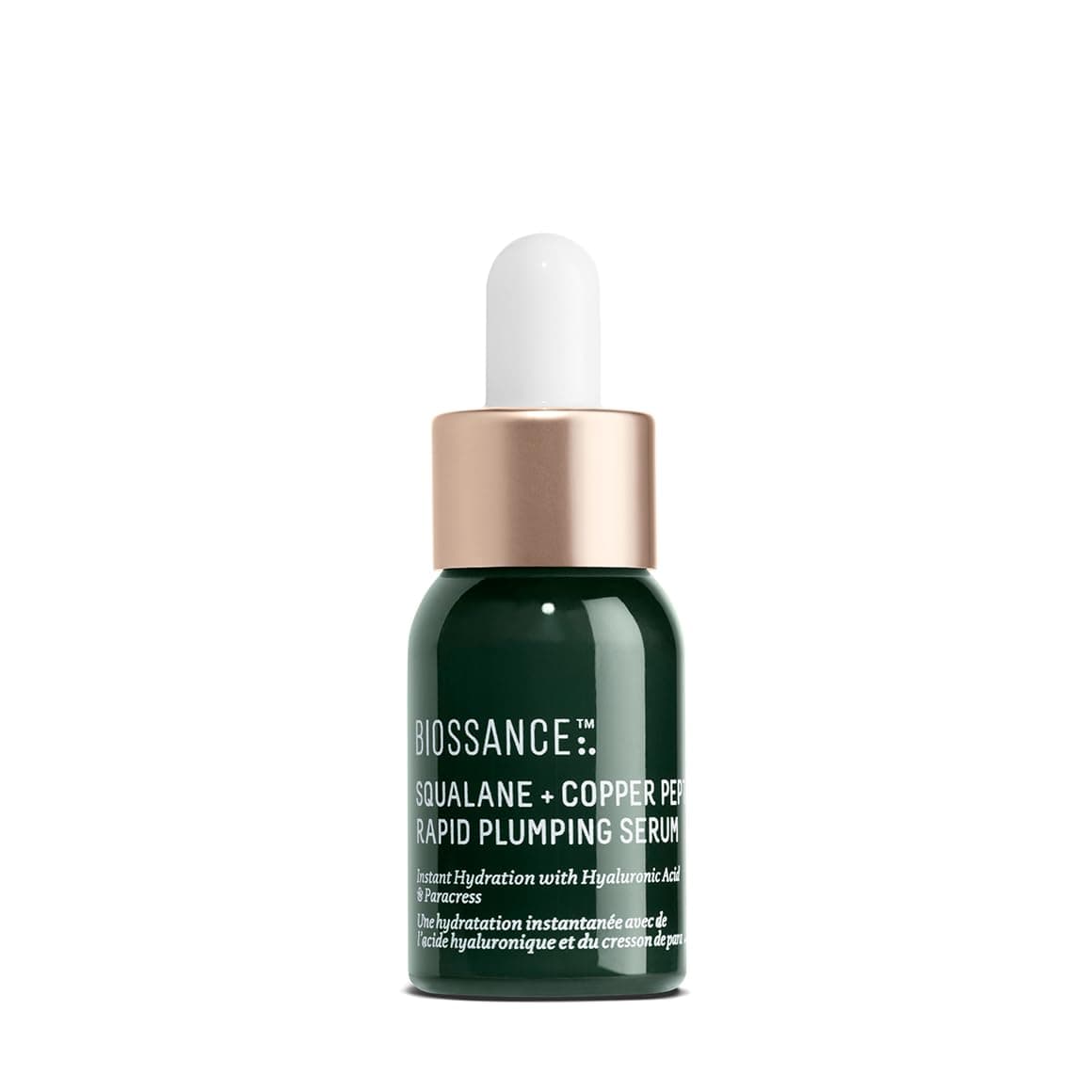 Biossance Squalane + Copper Peptide Rapid Plumping Serum 12ml - Face Serum for All Skin Types - Visibly Plumping + Firming Skin, Fine Lines + Wrinkles, Vegan Copper Peptides, Hyaluronic Acid