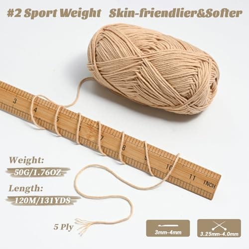 Cotton Yarn for Crocheting - 262.4yds / 3.52oz Baby Yarn for Crocheting Soft - 100% Milk Cotton Yarn 5 Ply Crochet Amigurumi Yarn for Crafts&Puzzle/Socks/Hats(2 Army Green)