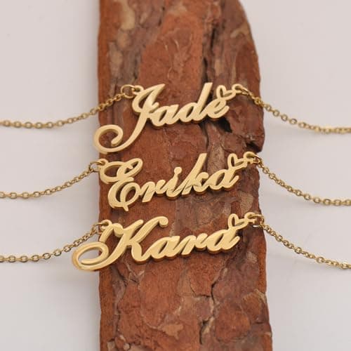 HUAN XUN Allison Name Necklace Personalized for Women Stainless Steel Pendant Jewelry Gift for Mother Day Birthday Christmas