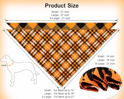 CozyHaus Fall Dog Bandanas 2PCS Halloween Pumpkin Spider Web Large Dogs