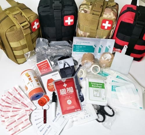 IFAK Trauma kit with Tourniquet | Vented chest seal | Israeli bandage | compressed gauze | bleeding control bandages for Tactical First Aid Kit camping, hunting, hiking (Camouflage)