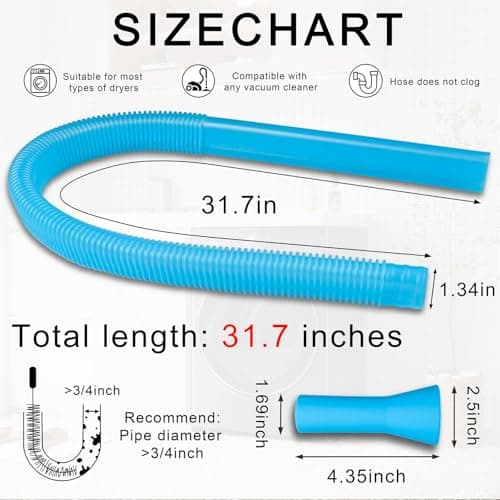 Dryer Vent Cleaner Kit Dryer Lint Vac Attachment with Dryer Vent Hose, Compatible with Most Vacuum Cleaner - Ultimate Dryer Lint Removal Tool & Vacuum Attachment for Home Dryer Vent Cleaning System