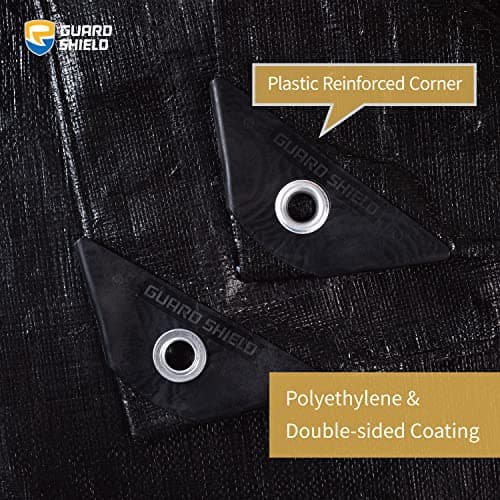 GUARD SHIELD Tarps Heavy Duty Waterproof 10x20 Feet Black Poly Tarp Cover Outdoor Thick UV Resistant Tarpaulin with Grommets 10mil