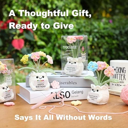 YOOJEE Teacher Gifts for Women Teacher Appreciation Positive Inspirational Graduation Gifts βThank You for Helping Me Grow!β Thank You Crochet Gift for Teacher from Students