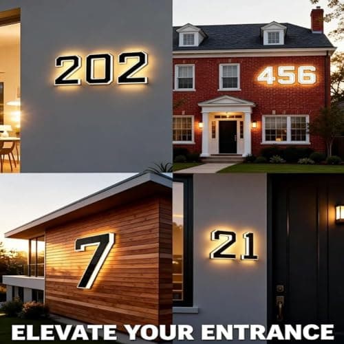 9 Inch Solar Lighted House Numbers for Outside, Light Up Waterproof LED Address Numbers Signs for Houses,2026 New Large Personalized Illuminated Exterior Modern House Numbers Light (3)