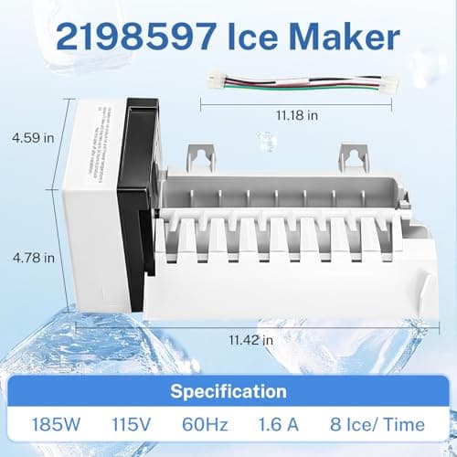Nurfosttek 2198597 Ice Maker, 185W 115V 60Hz, Fit for Whirlpool, Maytag
