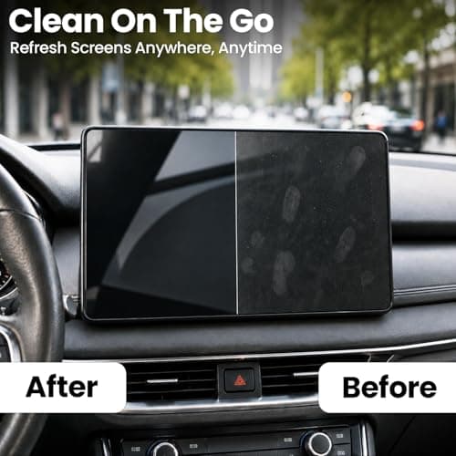 EVEO Car Screen Cleaner Spray and Wipe -2-in-1 iPhone Cleaner, iPad Screen Cleaner & Phone Screen Cleaner - Touchscreen Mist Cleaner for Laptop, Computer, MacBook and More - 2 Pack (Grey & Purple)