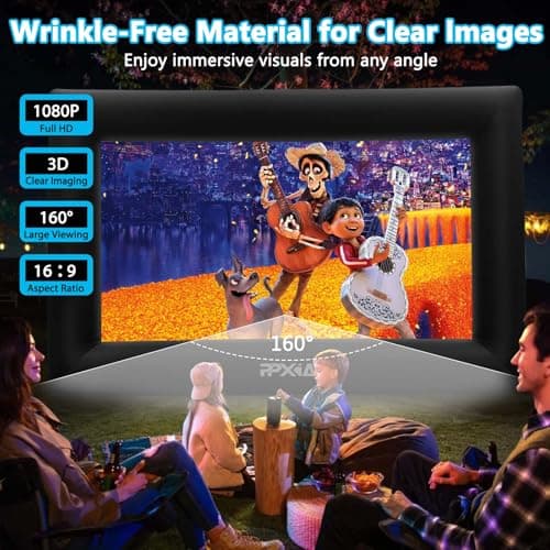 Inflatable Movie Screen Outdoor Projector Screen for Outside 20ft, Blow Up Screens Front and Rear Projection with Air Blower, Best for Movie Nights Backyard Home Theater Pool Party