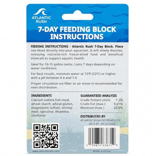 Vacation Feeder for Aquarium - 7 Day Feeder Fish Vacation Feeding Block - Slow Release Fish Food for Betta, Goldfish & Tropical Fish - Aquatic Pet Tank Food (1 Pack of 2 Blocks)