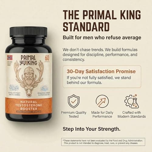 Primal Viking Men Wellness and Vitality Supplement Natural Support Capsules, Men Wellness and Vitality Advanced Formula, Overall Health Wellness, 60 Capsules for 1 Month (Pack of 1)
