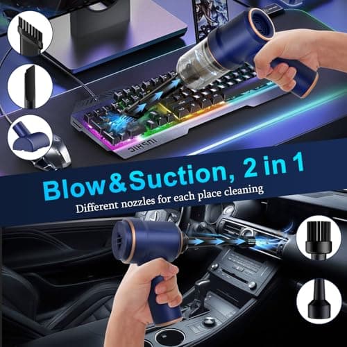 KMM Handheld Car Vacuum Cleaner, 19000Pa Vacuum Cleaner and Air Duster, 120W High Power Hand Held Vacuum with LED Light and Multi-Nozzles for Car, Home, Office, Pet Medium