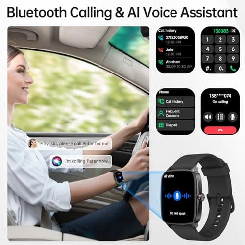 Smart Watch for Men Women, Bluetooth Call Smartwatch with AI Voice, 1.85" HD DIY Dial Fitness Watch, Heart Rate/SpO2/Steps/Sleep Monitor, 100+ Sports Modes, IP68 Waterproof Watch for Android iOS