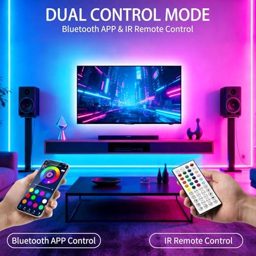 LCTKJTP LED Strip Lights,RGB Music Sync Color Changing Led Lights with Smart App Control Remote & Remote Control,LED Lights for Bedroom,Room Essentials,Sense of Atmosphere Decorations(50FT-1Roll)
