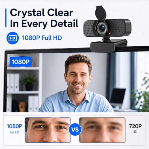 4K UHD Webcam with PDAF Autofocus, Dual Mics, Privacy Cover and Tripod