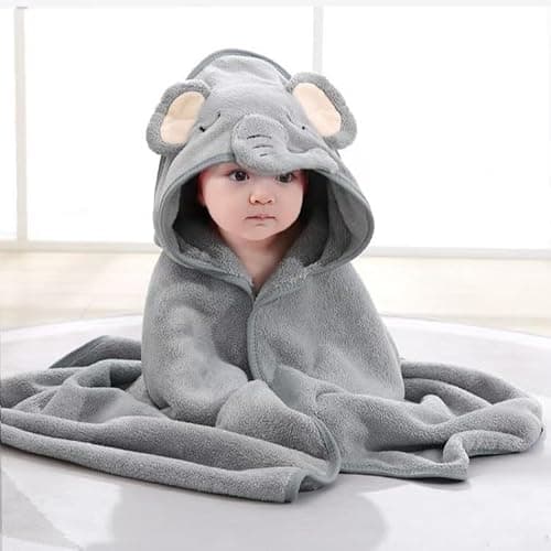 Baby Hooded Towel - Super Absorbent, Natural Baby Towel, Soft Coral Fleece Bath Towel, Suitable for Boys and Girls (Gray-31.5inch)