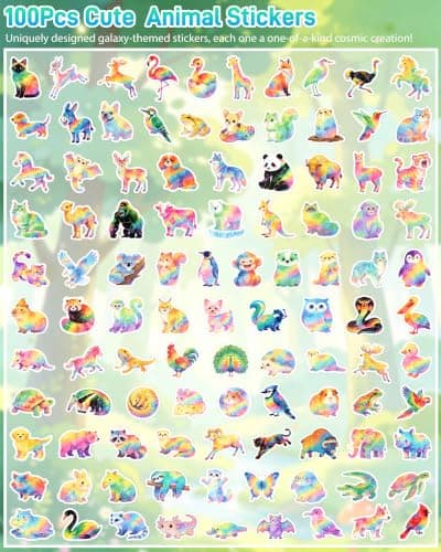 Coostiksy 102 Pcs Cute Cartoon Animal Stickers Pack for Kids Girls Adults