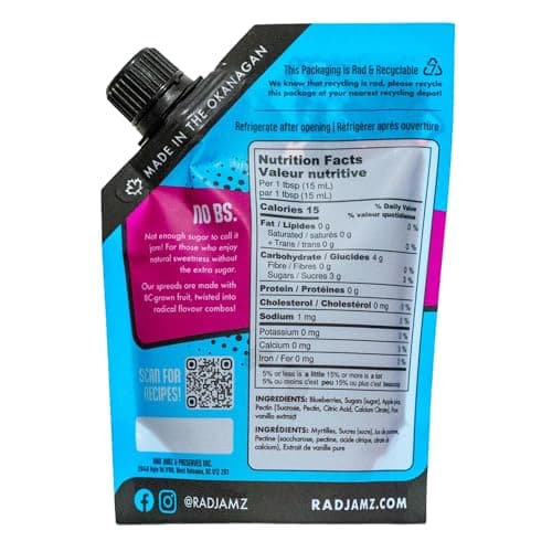 Rad Jamz, Blueberry Vanilla Spread, 250ml