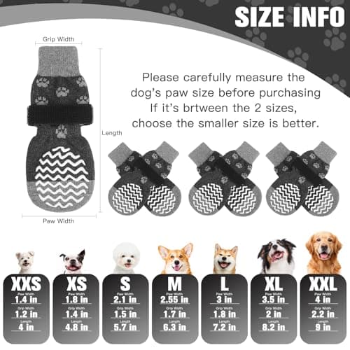EXPAWLORER 6Pcs Anti Slip Dog Socks to Prevent Licking Paws, Dog Shoes for Hot Pavement Double Sides Dog Boots & Paw Protectors Booties for Hardwood Floors with Grippers Small Medium Large Senior Dogs