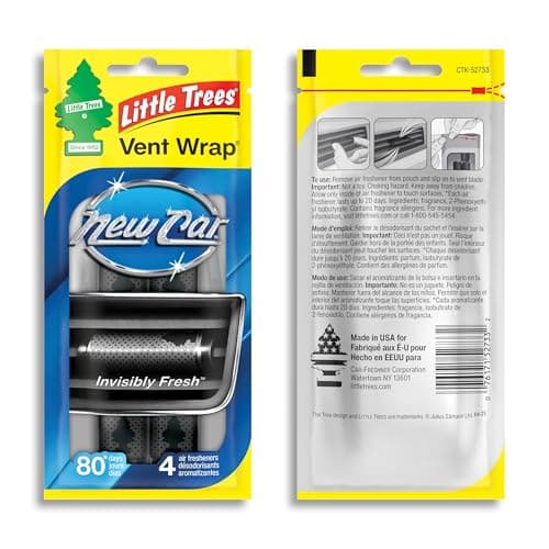 LITTLE TREES Car Air Freshener. Vent Wrap Provides Long-Lasting Scent, Slip on Vent Blade. New Car Scent, 16 Air Fresheners