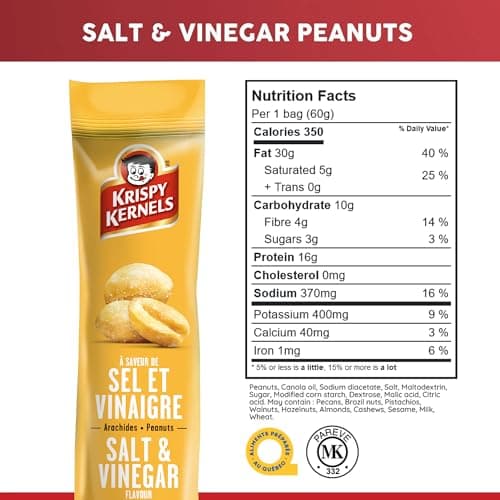 Krispy Kernel - Salt & Vinegar Peanuts - Pack 12 x 60g