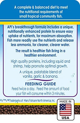 API TROPICAL MINI PELLETS Mini Sinking Pellets Fish Food 1.7-Ounce Container