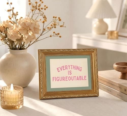Gold Frame Everything Is Figureoutable Inspirational Quote Wall Art 9x11in