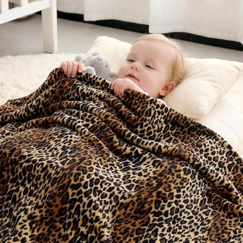 MIBOI Leopard Print Blanket Throw, Soft Cozy Fleece Cheetah Print Blanket for Couch Bed Travel Room Decor, Brown 40''x60''