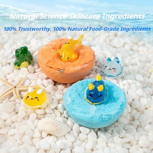 2026 New Natural Bath Bombs for Kids with Mega Bubbles & Surprise Inside, Natural Colorful Bubble Fizzies with Toys Inside, Easter Basket Stuffers Gift Set,Skin-Friendly Bathing Kit (Sea Animal 12pc)